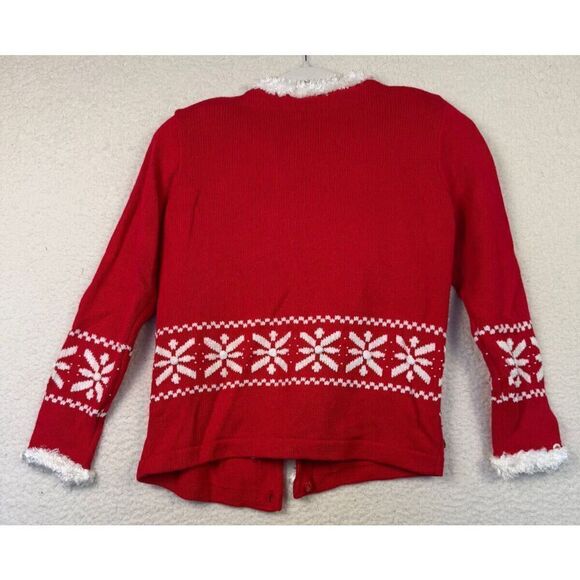 Vtg‎ Just B Ugly Christmas Sweater Cardigan Dangle Santa Reindeer Size Small - Picture 2 of 7